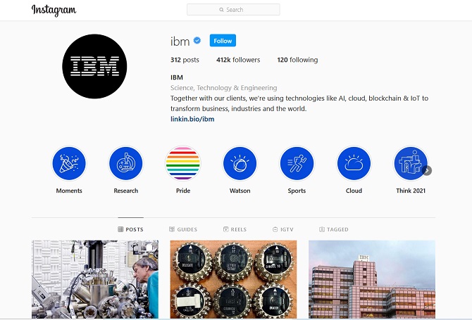 IBM Instagram account