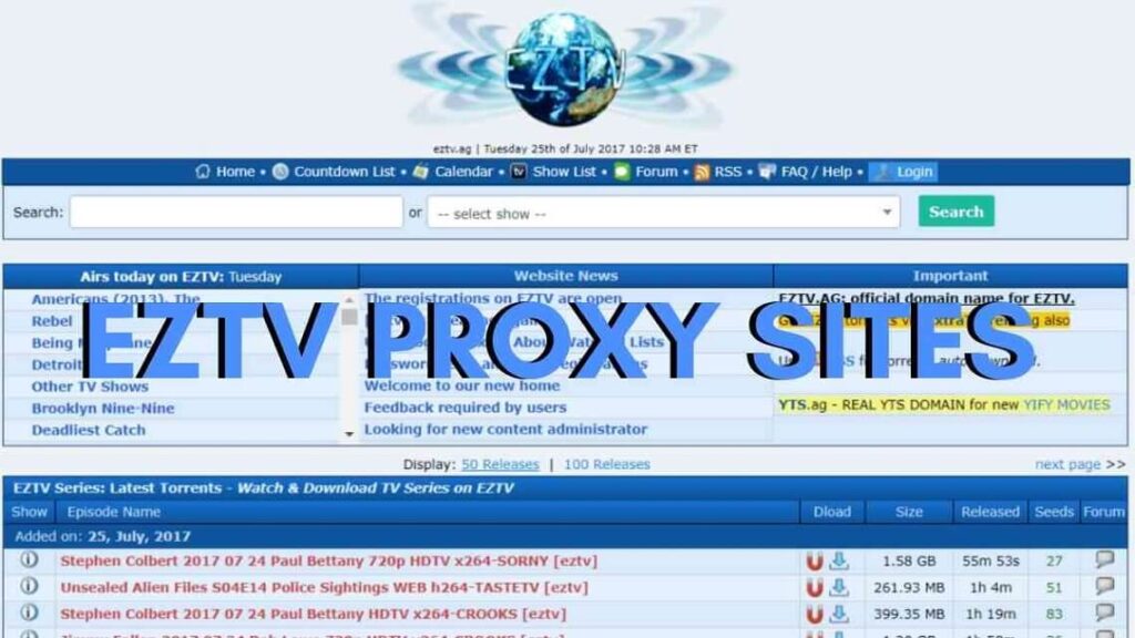 EZTV Proxy Sites List